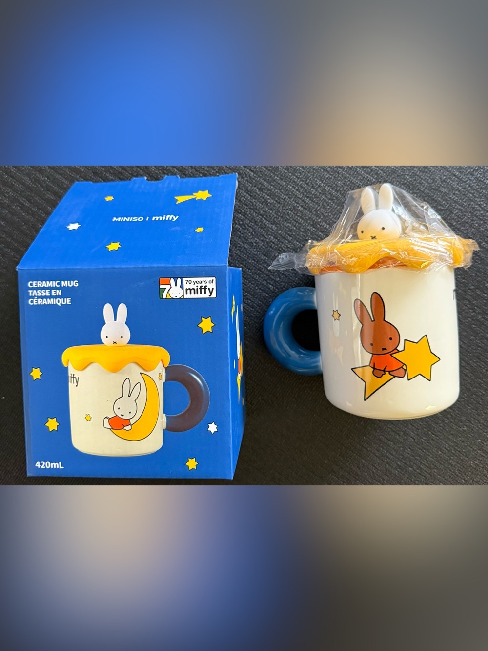 Miffy Ceramic Mug with Lid - White & Blue with Lid new in box